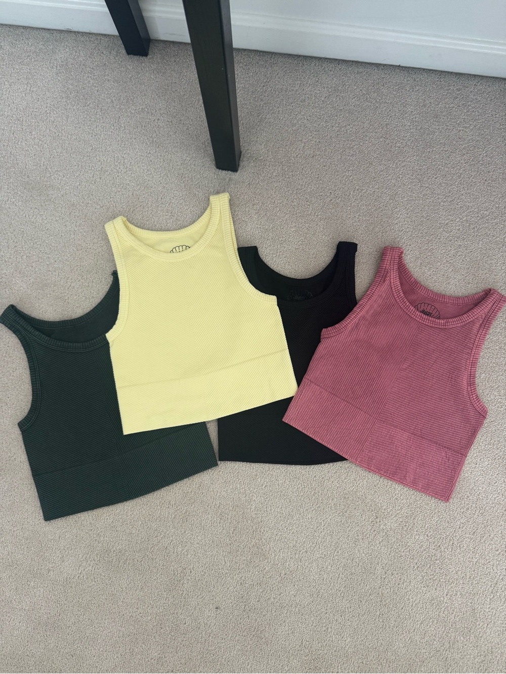 Kids Ribbed Tank Top - Yellow, Black, Pink, Green